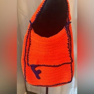 Handcrafted Orange and Blue Crochet Bag